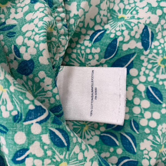 Lands' End Womens Size XL Floral Square Neck Boho Top Summer Chic Puffy Sleeves - Picture 7 of 11